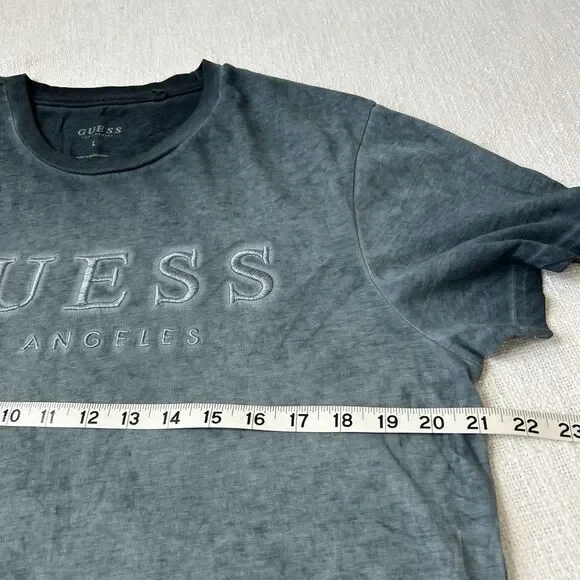 GUESS Men’s Acid Washed Tonal Logo Appliqué Crewneck Short Sleeve T-Shirt Casual - Picture 5 of 9